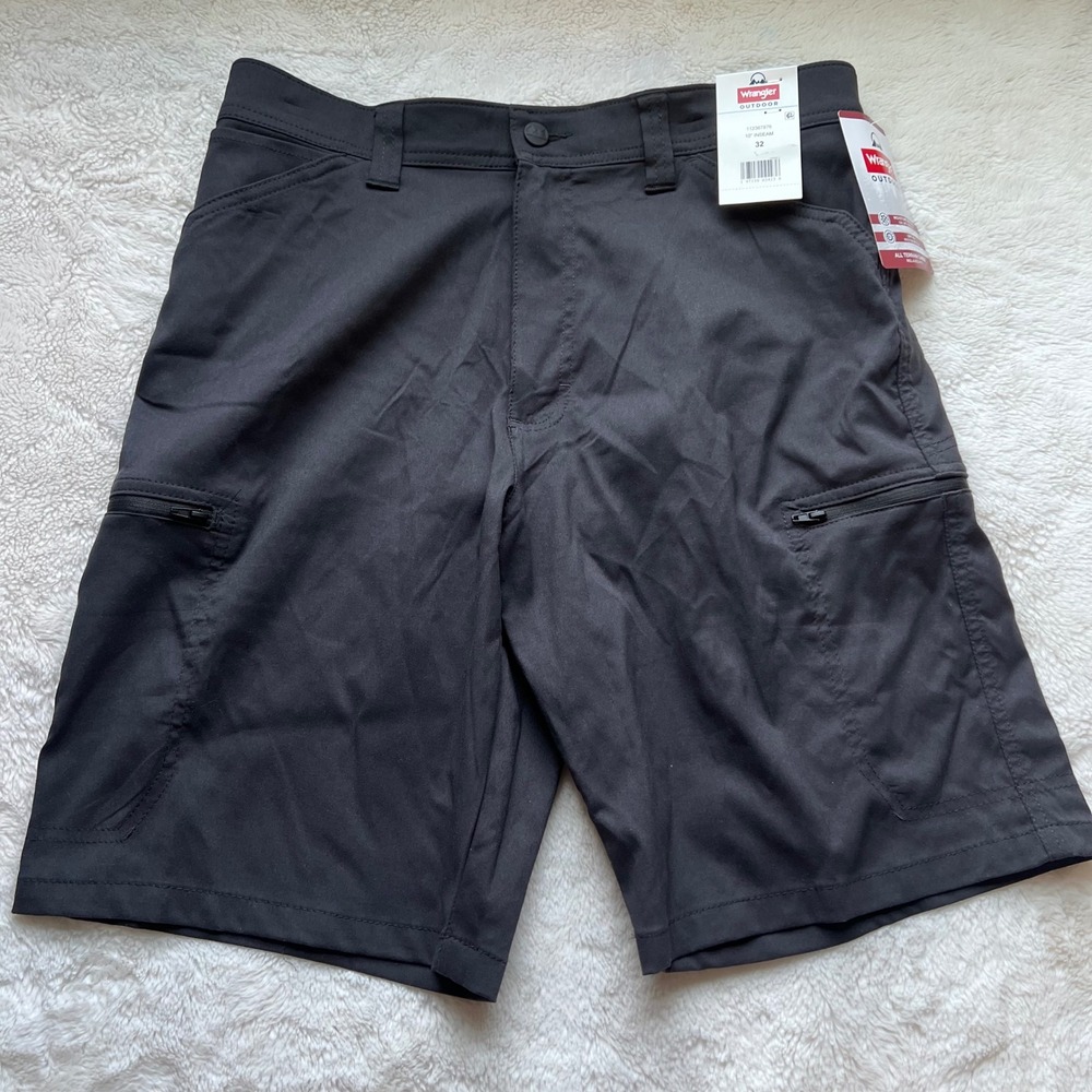 Wrangler Outdoor Mens Black Flex Elastic Waist Zip Cargo Shorts 32 112367876